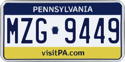 PA license plate MZG9449