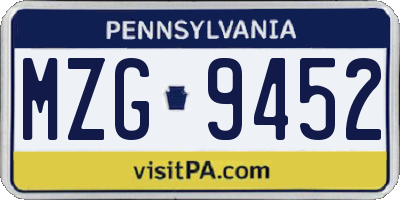 PA license plate MZG9452