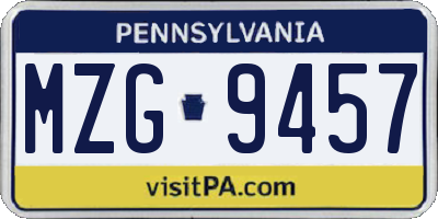 PA license plate MZG9457