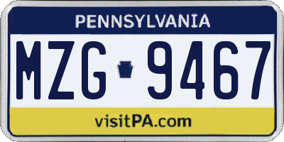 PA license plate MZG9467