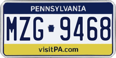 PA license plate MZG9468