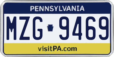 PA license plate MZG9469