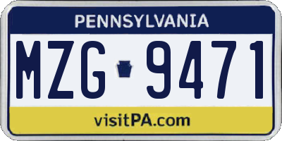 PA license plate MZG9471
