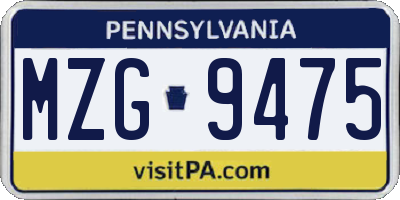PA license plate MZG9475