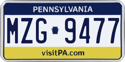 PA license plate MZG9477