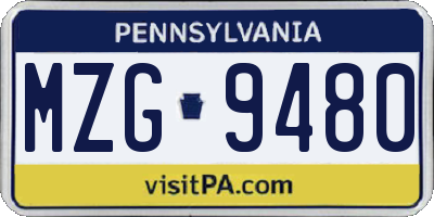 PA license plate MZG9480