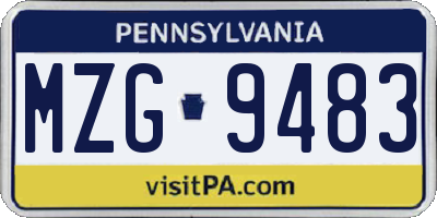 PA license plate MZG9483