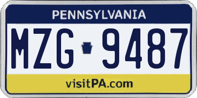 PA license plate MZG9487