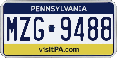 PA license plate MZG9488