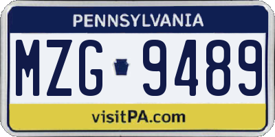 PA license plate MZG9489