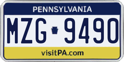 PA license plate MZG9490