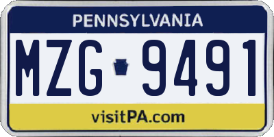 PA license plate MZG9491