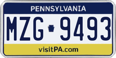 PA license plate MZG9493