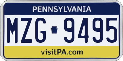 PA license plate MZG9495