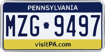 PA license plate MZG9497