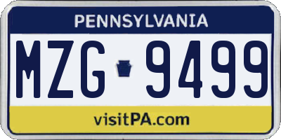 PA license plate MZG9499