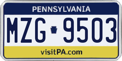 PA license plate MZG9503
