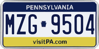 PA license plate MZG9504