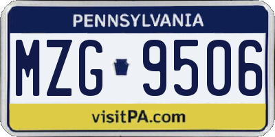 PA license plate MZG9506