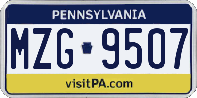 PA license plate MZG9507