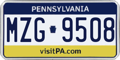 PA license plate MZG9508