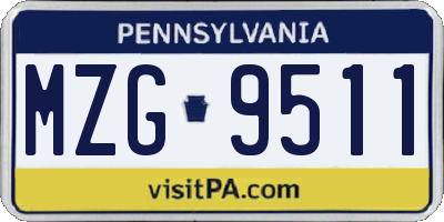 PA license plate MZG9511
