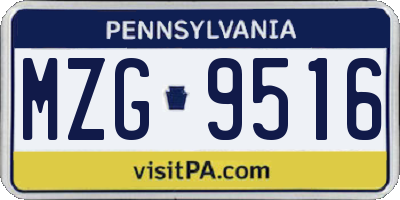 PA license plate MZG9516