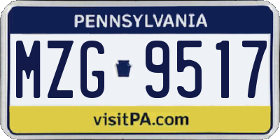 PA license plate MZG9517