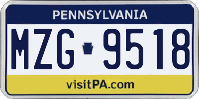 PA license plate MZG9518