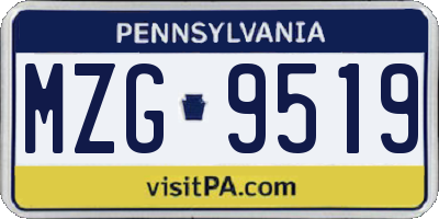 PA license plate MZG9519