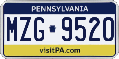 PA license plate MZG9520