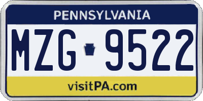 PA license plate MZG9522
