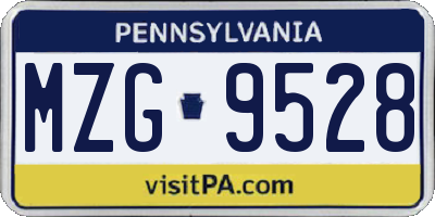 PA license plate MZG9528
