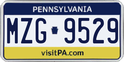 PA license plate MZG9529