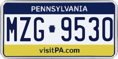 PA license plate MZG9530