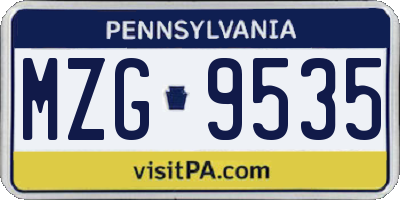 PA license plate MZG9535