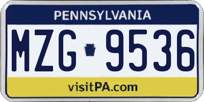 PA license plate MZG9536