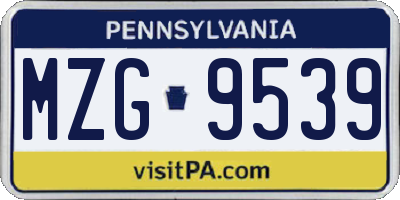 PA license plate MZG9539