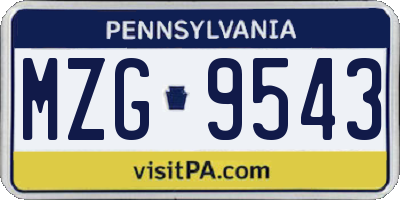 PA license plate MZG9543