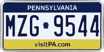 PA license plate MZG9544