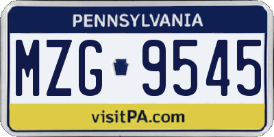 PA license plate MZG9545