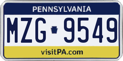 PA license plate MZG9549