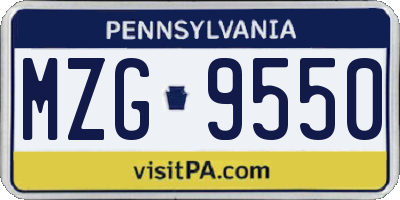 PA license plate MZG9550