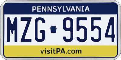 PA license plate MZG9554