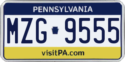 PA license plate MZG9555