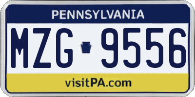 PA license plate MZG9556