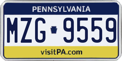 PA license plate MZG9559