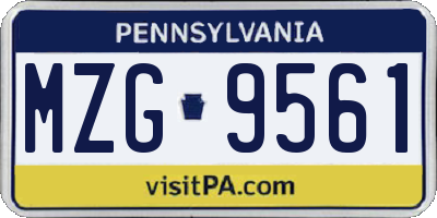 PA license plate MZG9561