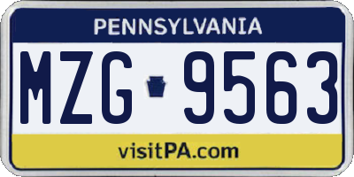 PA license plate MZG9563