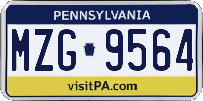 PA license plate MZG9564